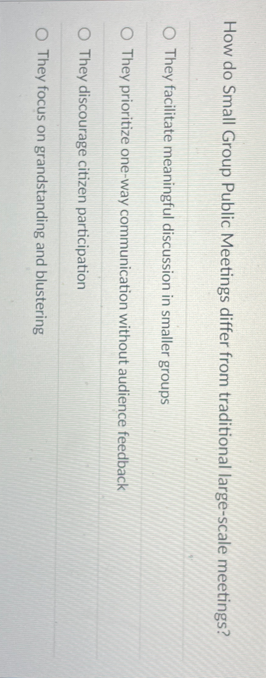  How do Small Group Public Meetings differ from traditional large-scale meetings?