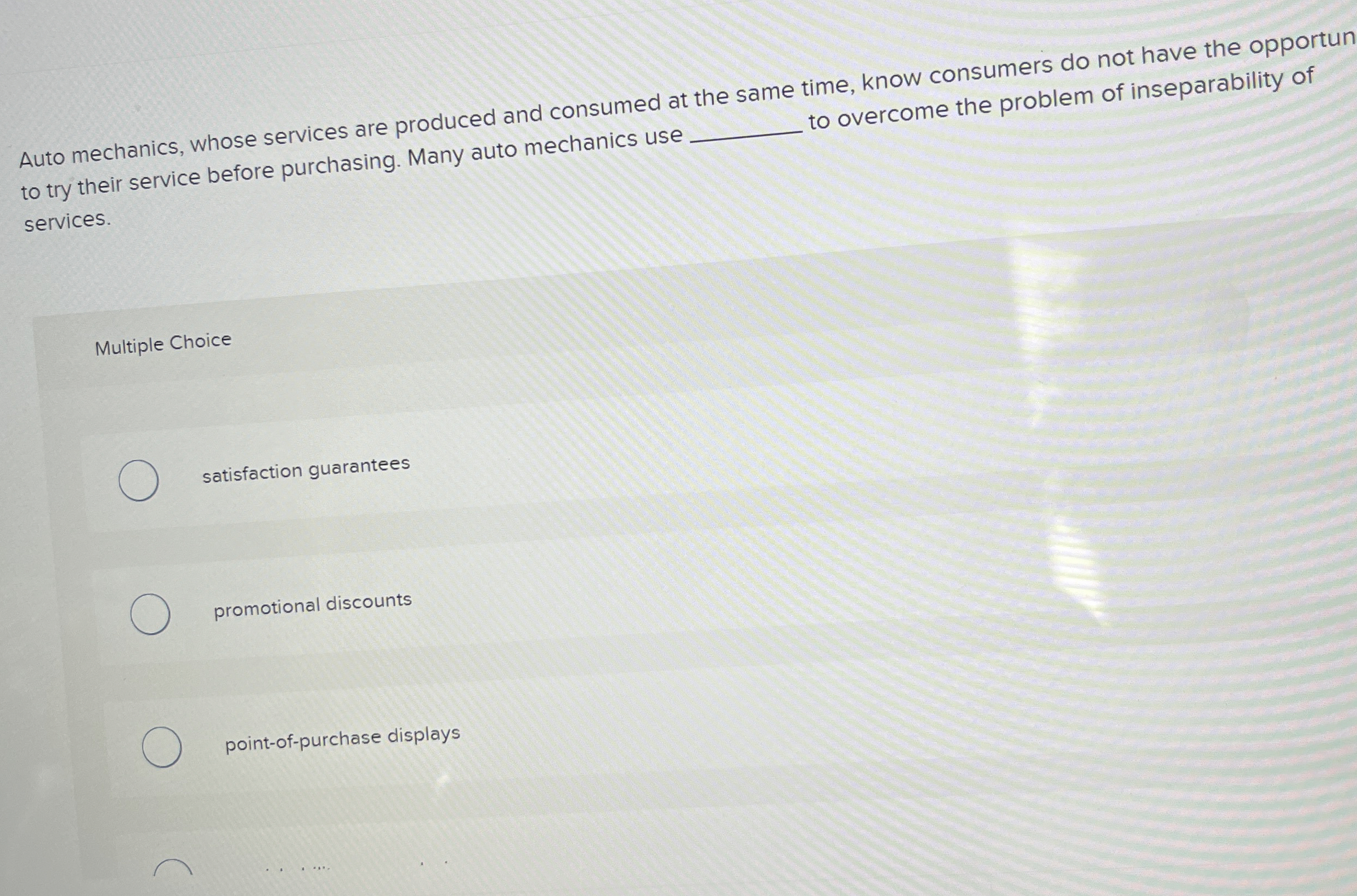  Auto mechanics, whose services are produced and consumed at the same