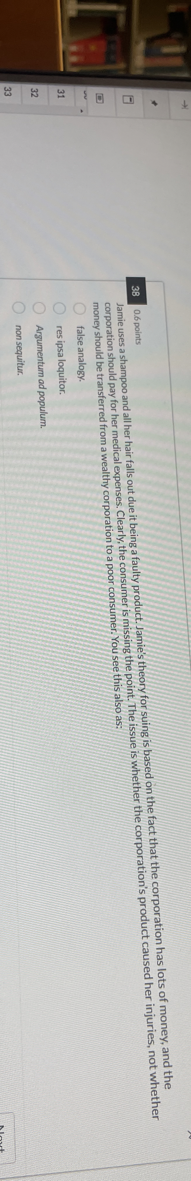  38 0.6 points Jamie uses a shampoo and all her hair