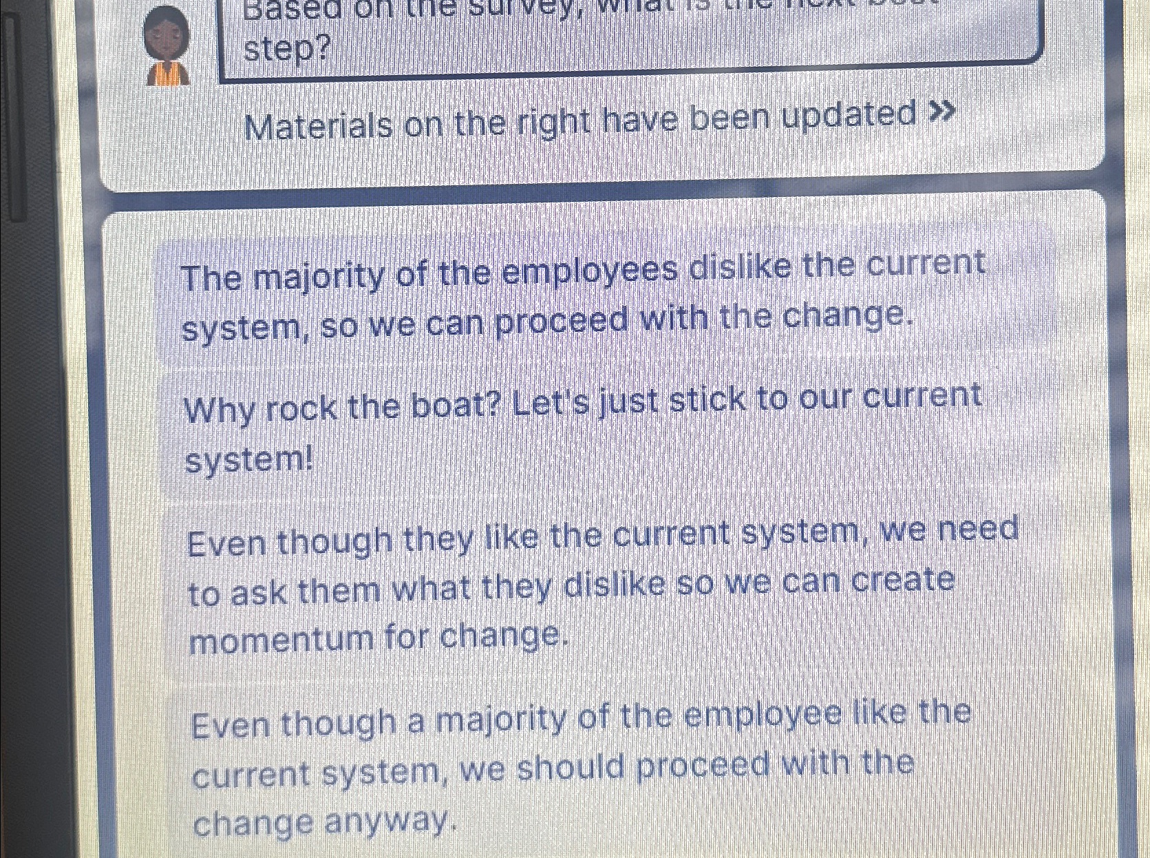  step? Materials on the right have been updated The majority of