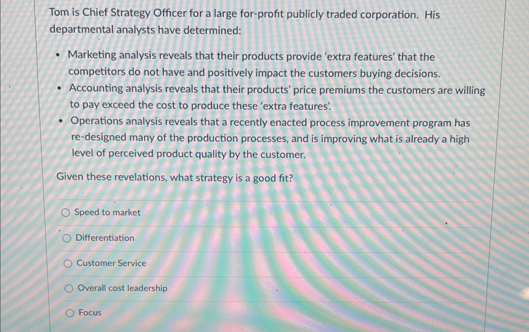  Tom is Chief Strategy Officer for a large for-profit publicly traded
