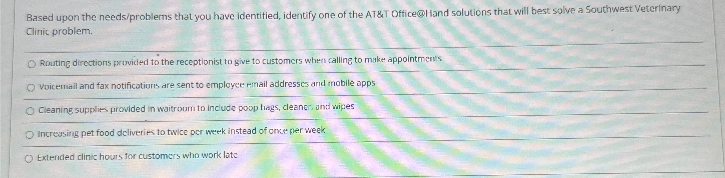  Based upon the needs/problems that you have identified, identify one of