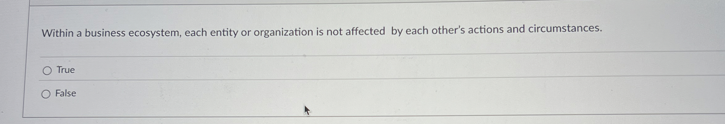  Within a business ecosystem, each entity or organization is not affected