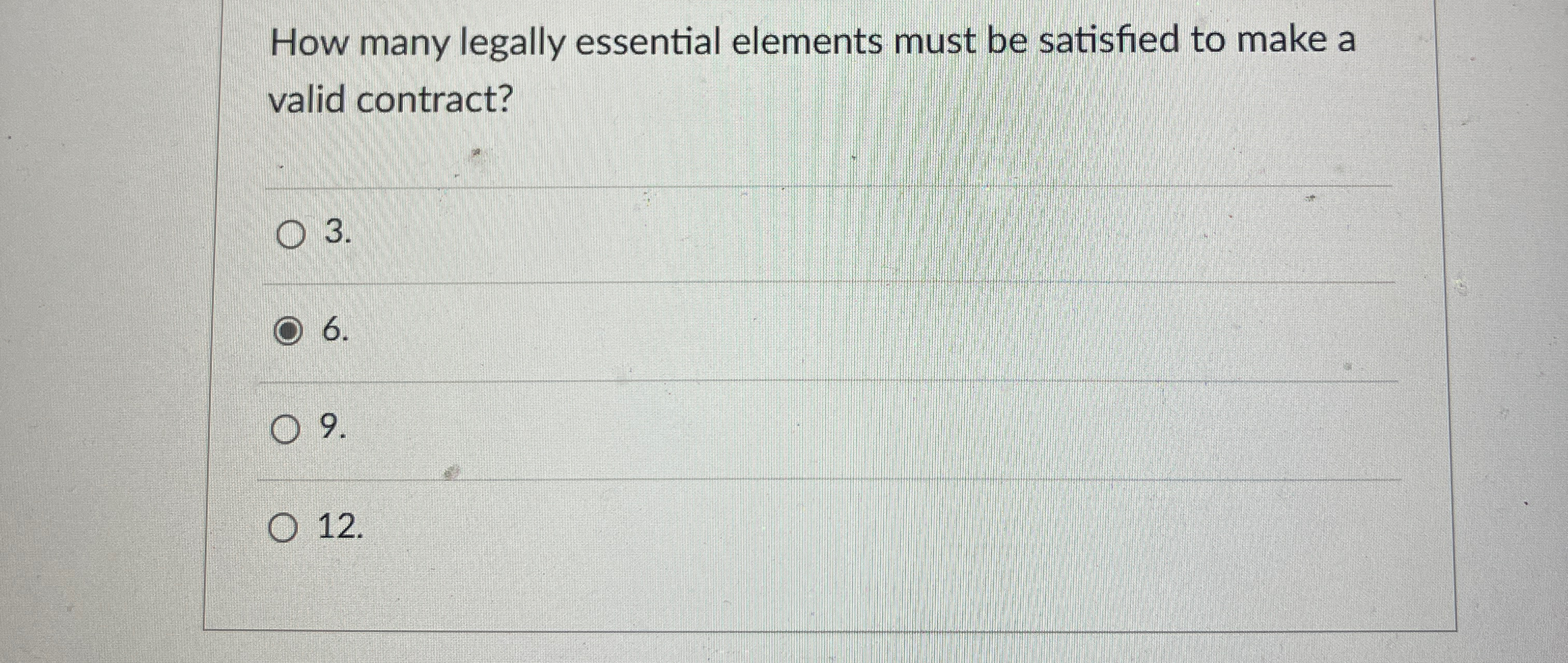  How many legally essential elements must be satisfied to make a