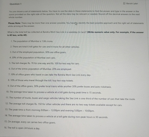  Question 1 1] Revist Later space provided on the right sise