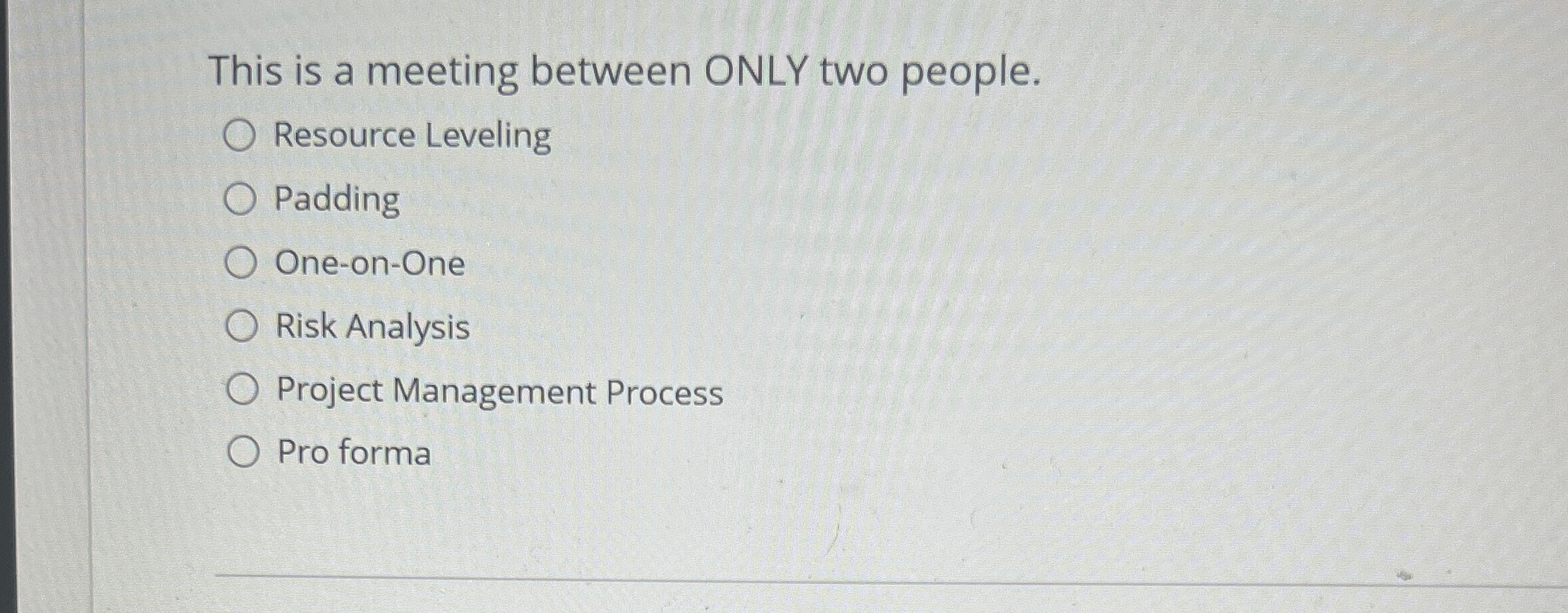  This is a meeting between ONLY two people. Resource Leveling Padding