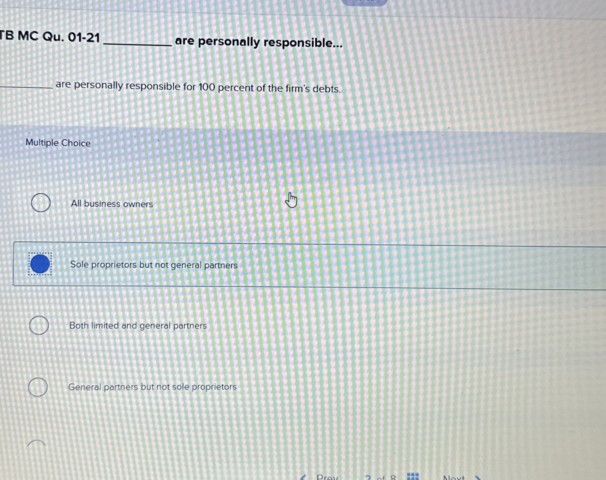  IB MC Qu.01-21 are personally responsible... q, are personally responsible for