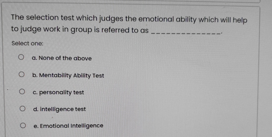  The selection test which judges the emotional ability which will help