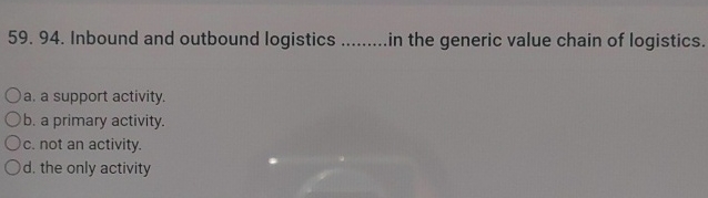  Inbound and outbound logistics q, in the generic value chain of