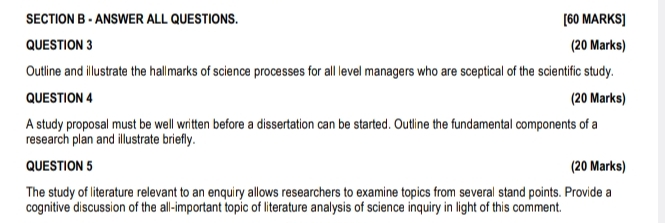  SECTION B - ANSWER ALL QUESTIONS. [60 MARKS] QUESTION 3 (20
