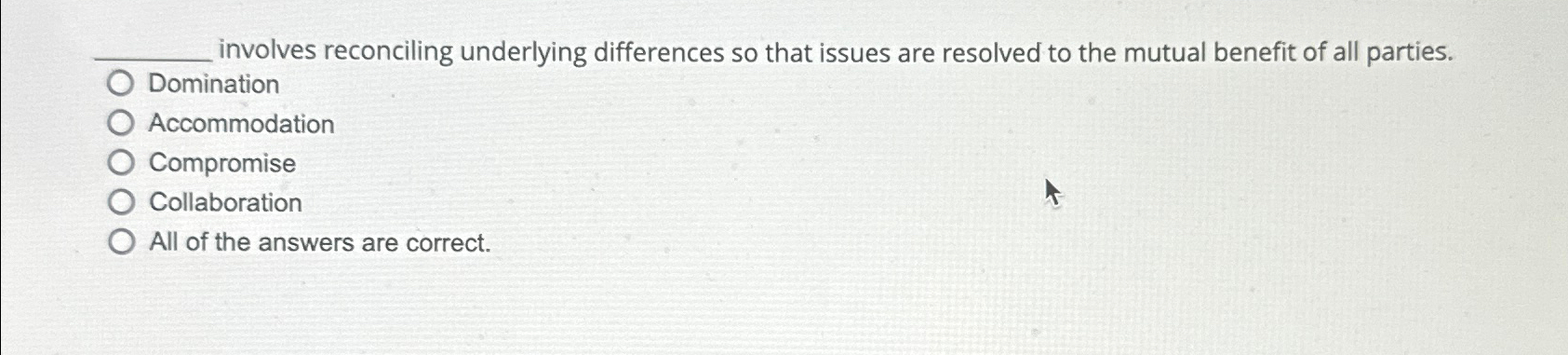  q, involves reconciling underlying differences so that issues are resolved to