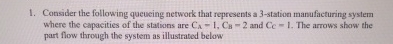 Consider the following queucing network that represents a 3-station manufacturing system