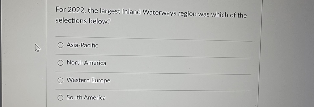  For 2022, the largest Inland Waterways region was which of the