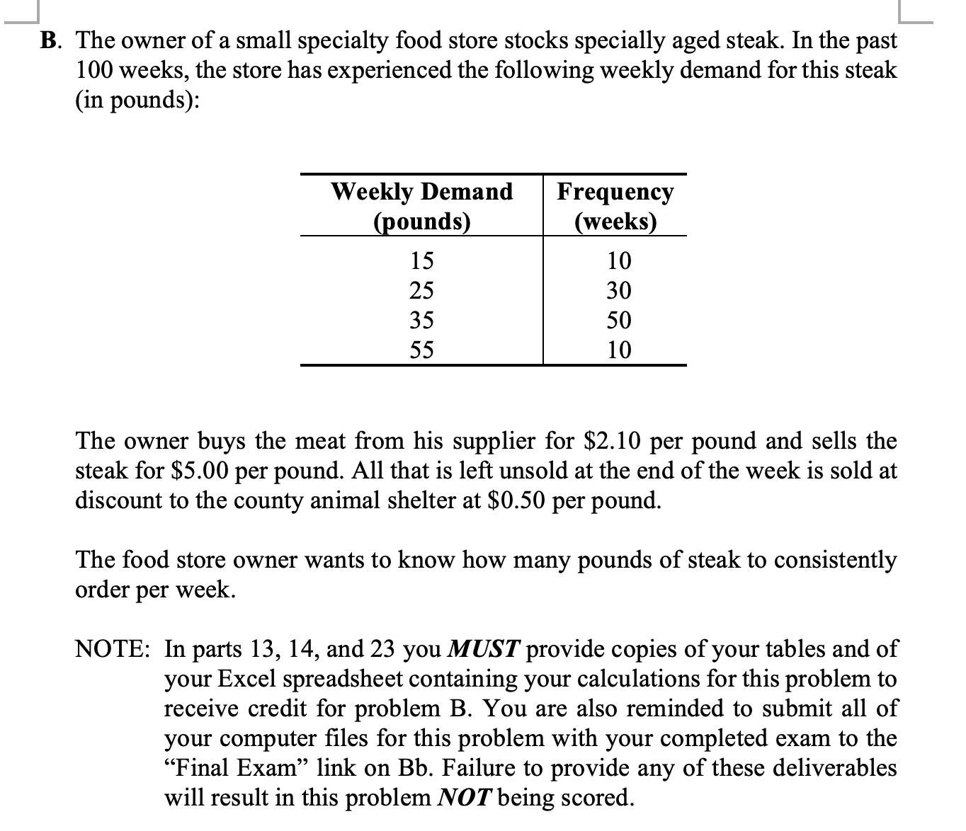  Build the payoff table for this decision situation. In a space