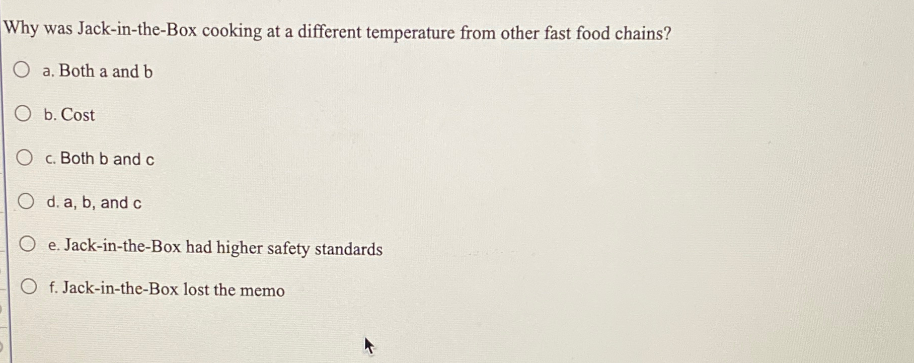  Why was Jack-in-the-Box cooking at a different temperature from other fast