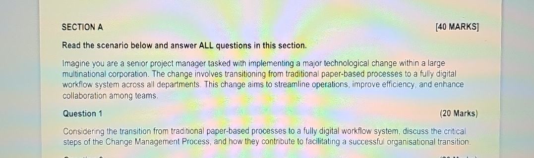  SECTION A [40 MARKS] Read the scenario below and answer ALL