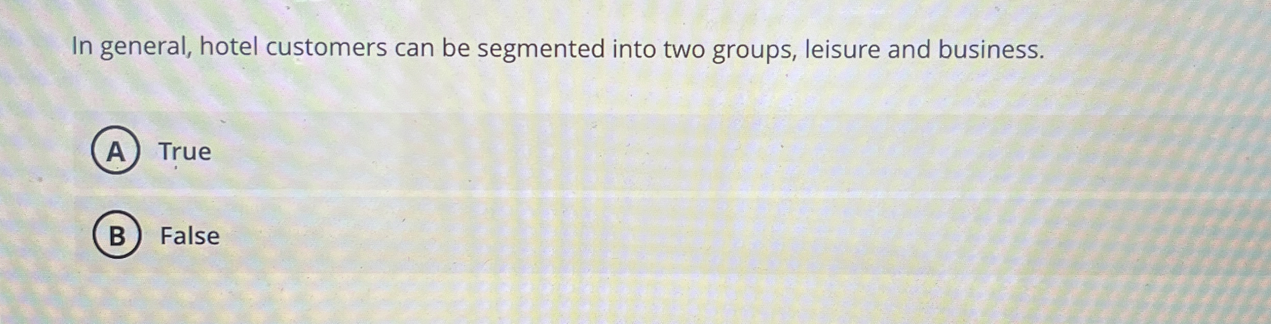  In general, hotel customers can be segmented into two groups, leisure