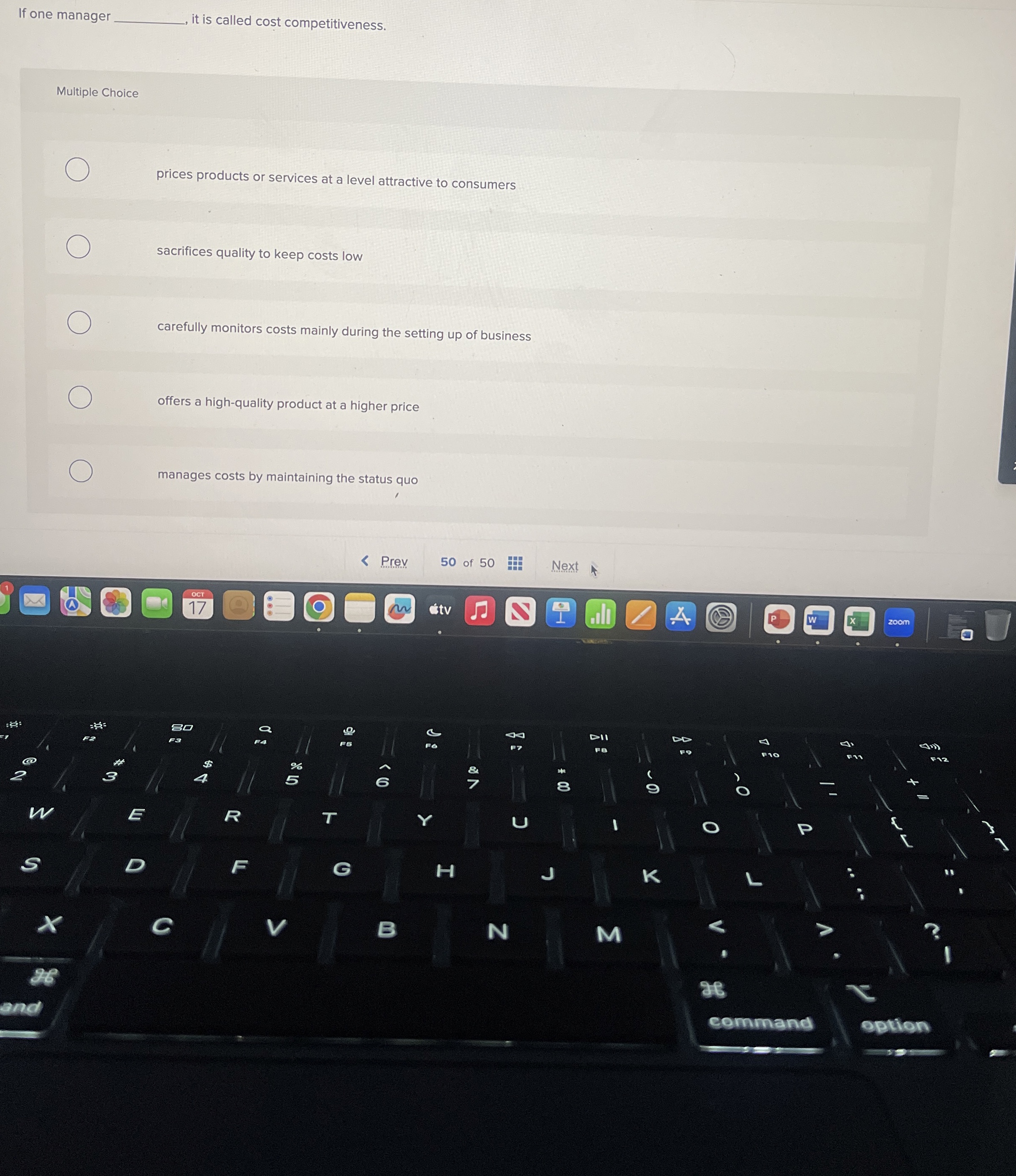  If one manager q,, it is called cost competitiveness. Multiple Choice