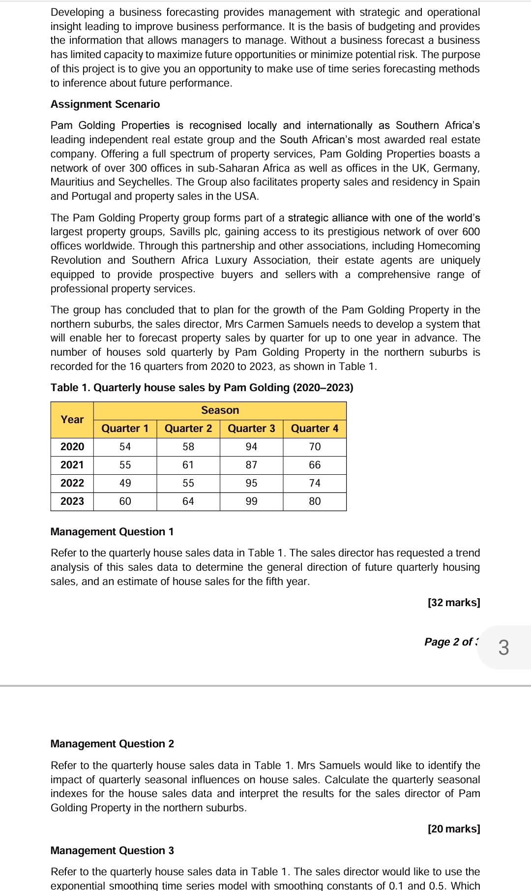  Developing a business forecasting provides management with strategic and operational insight