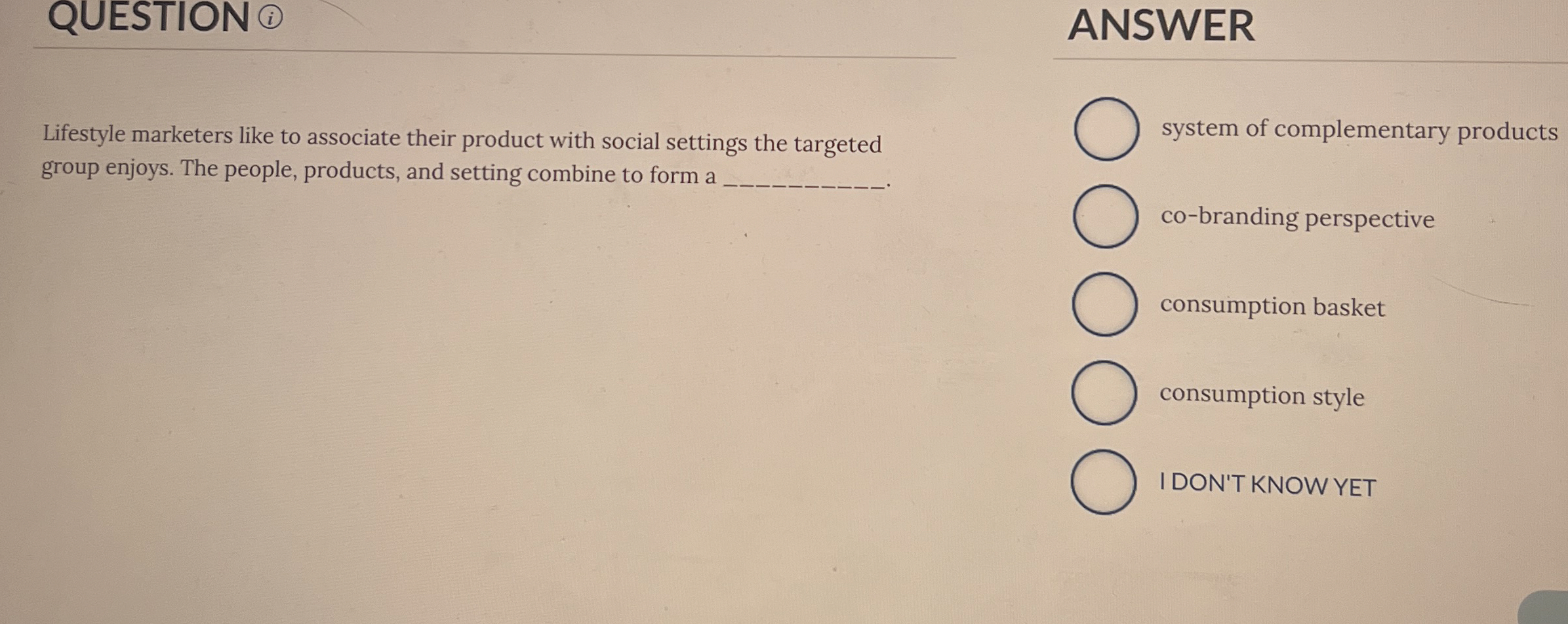  QUESTION (i) ANSWER Lifestyle marketers like to associate their product with