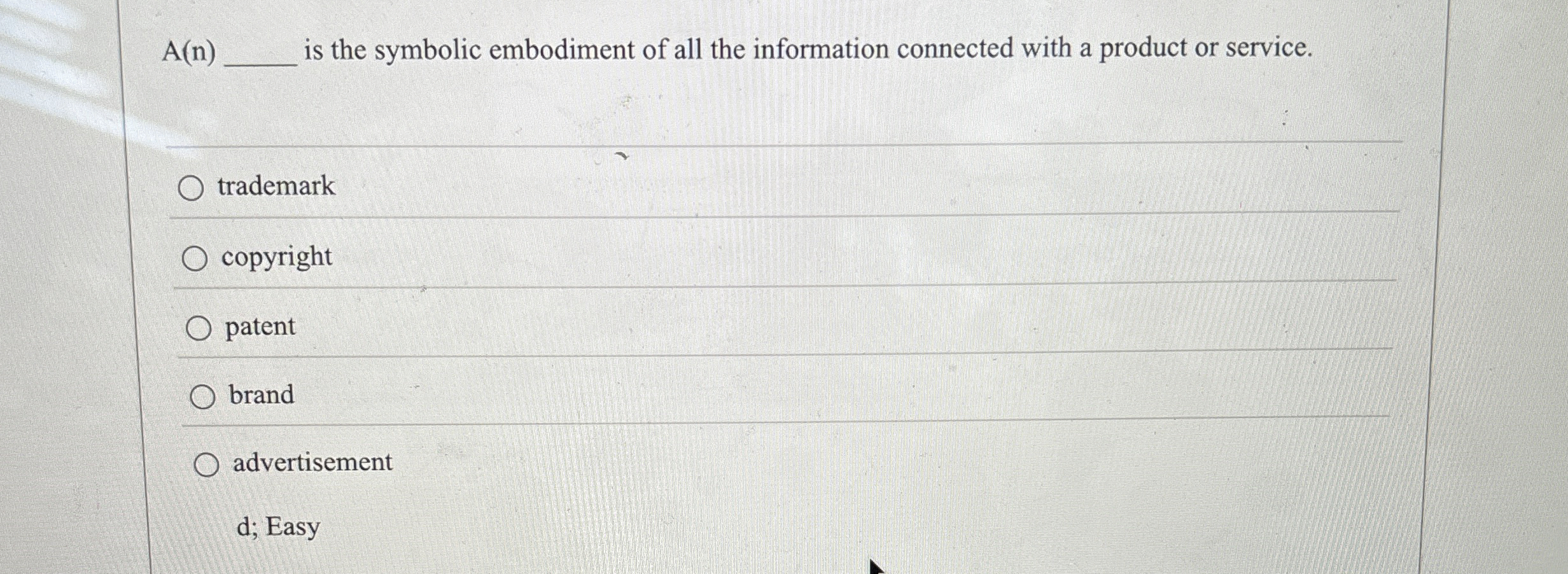  A(n)q, is the symbolic embodiment of all the information connected with