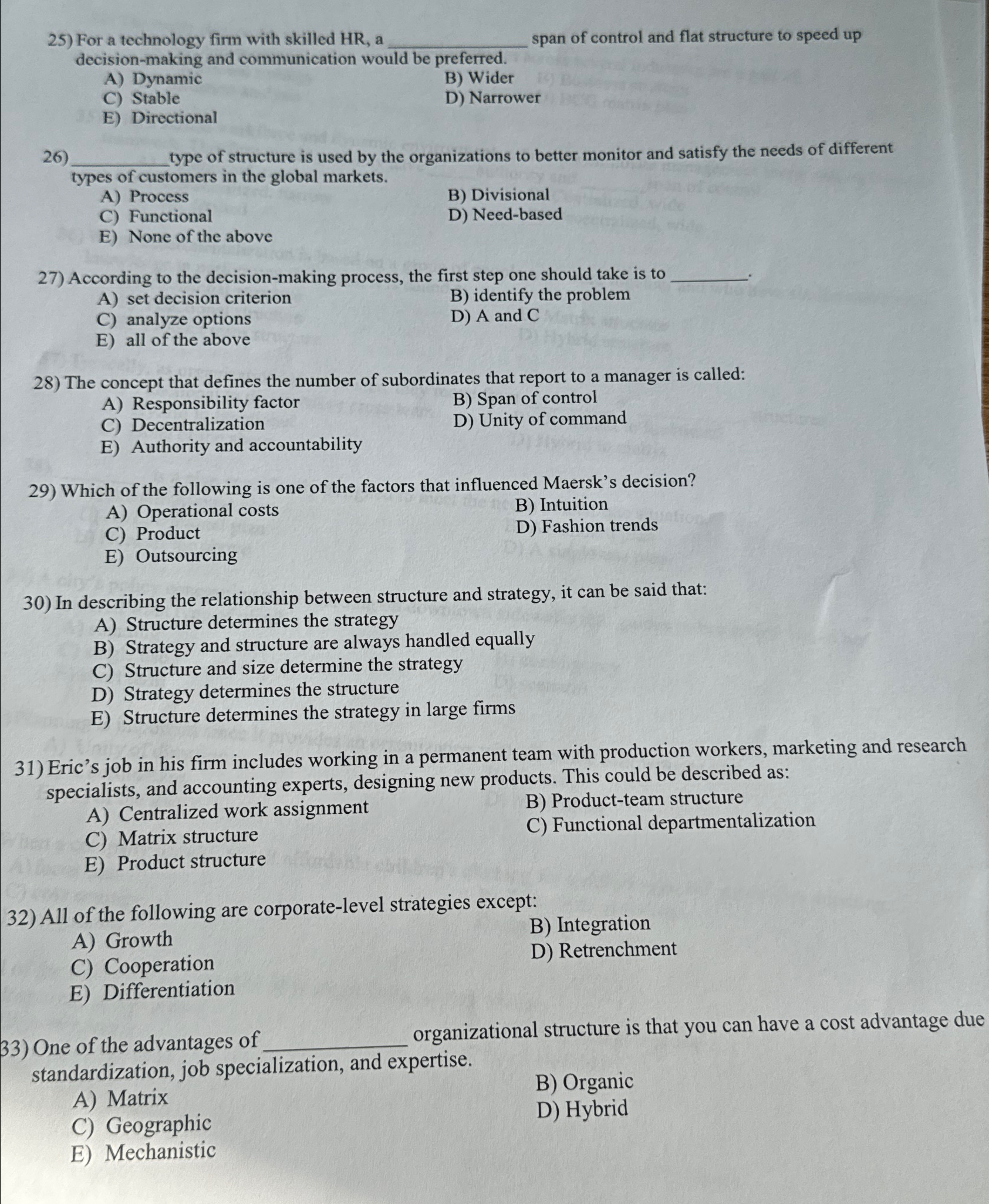  For a technology firm with skilled HR, a span of control
