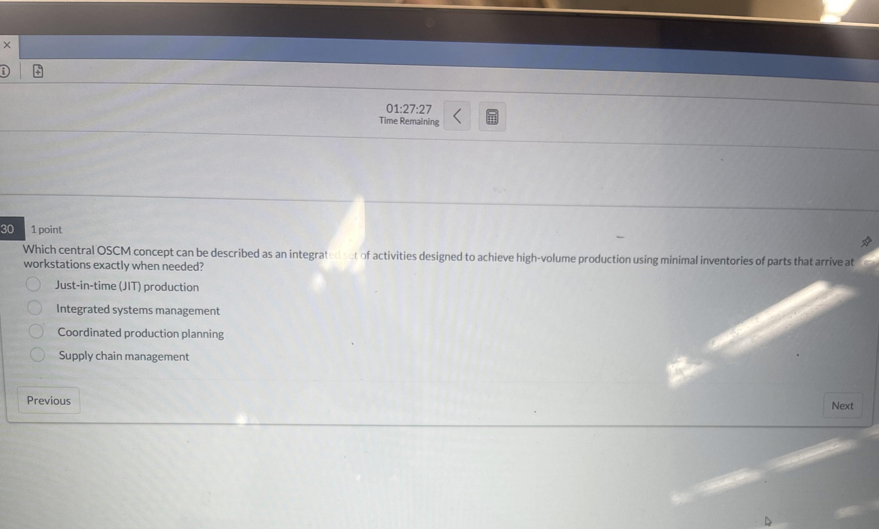  1 point Which central OSCM concept can be described as an