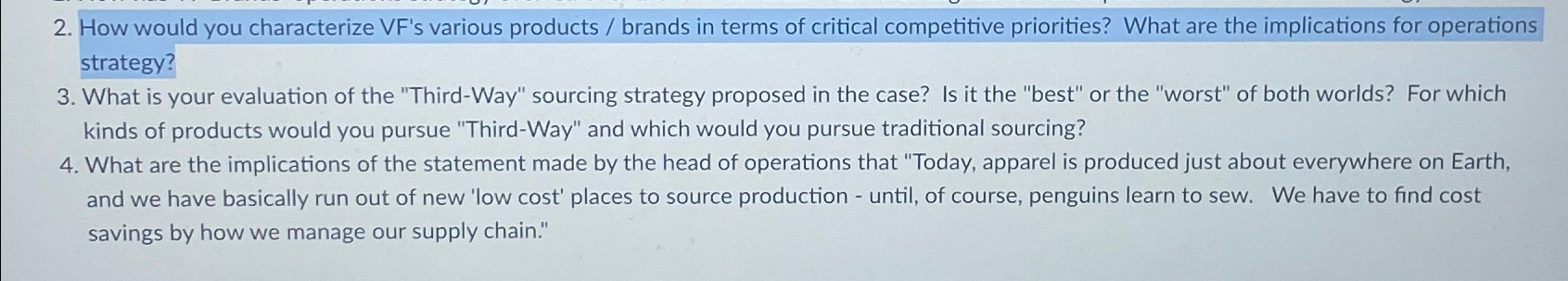  How would you characterize VF's various products / brands in terms