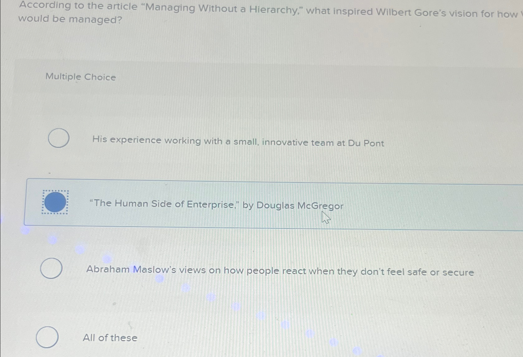  According to the article "Managing Without a Hierarchy," what inspired Wilbert