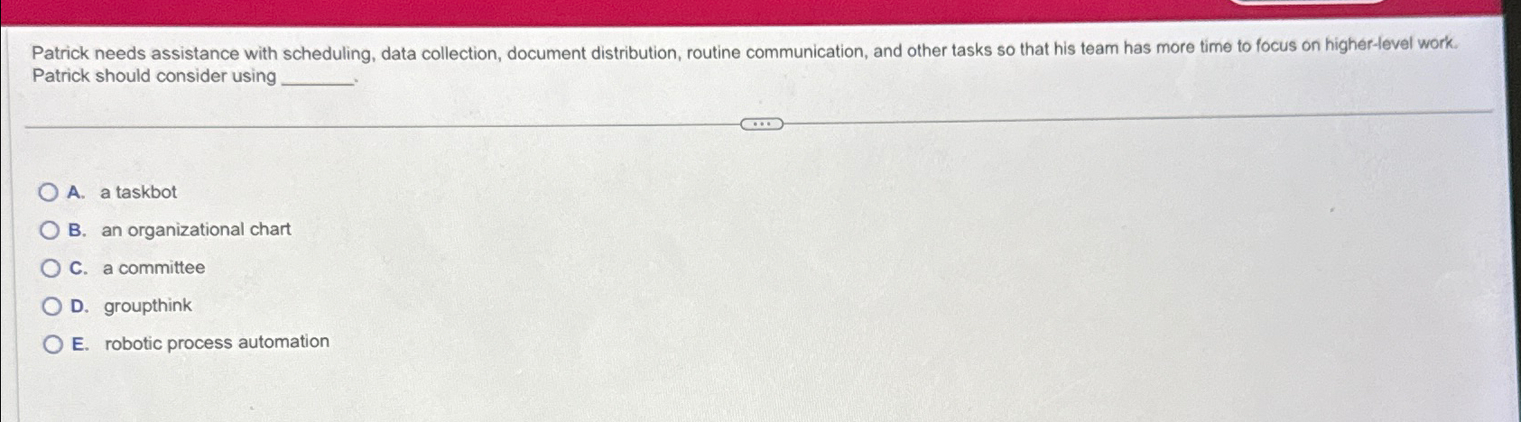  Patrick needs assistance with scheduling, data collection, document distribution, routine communication,