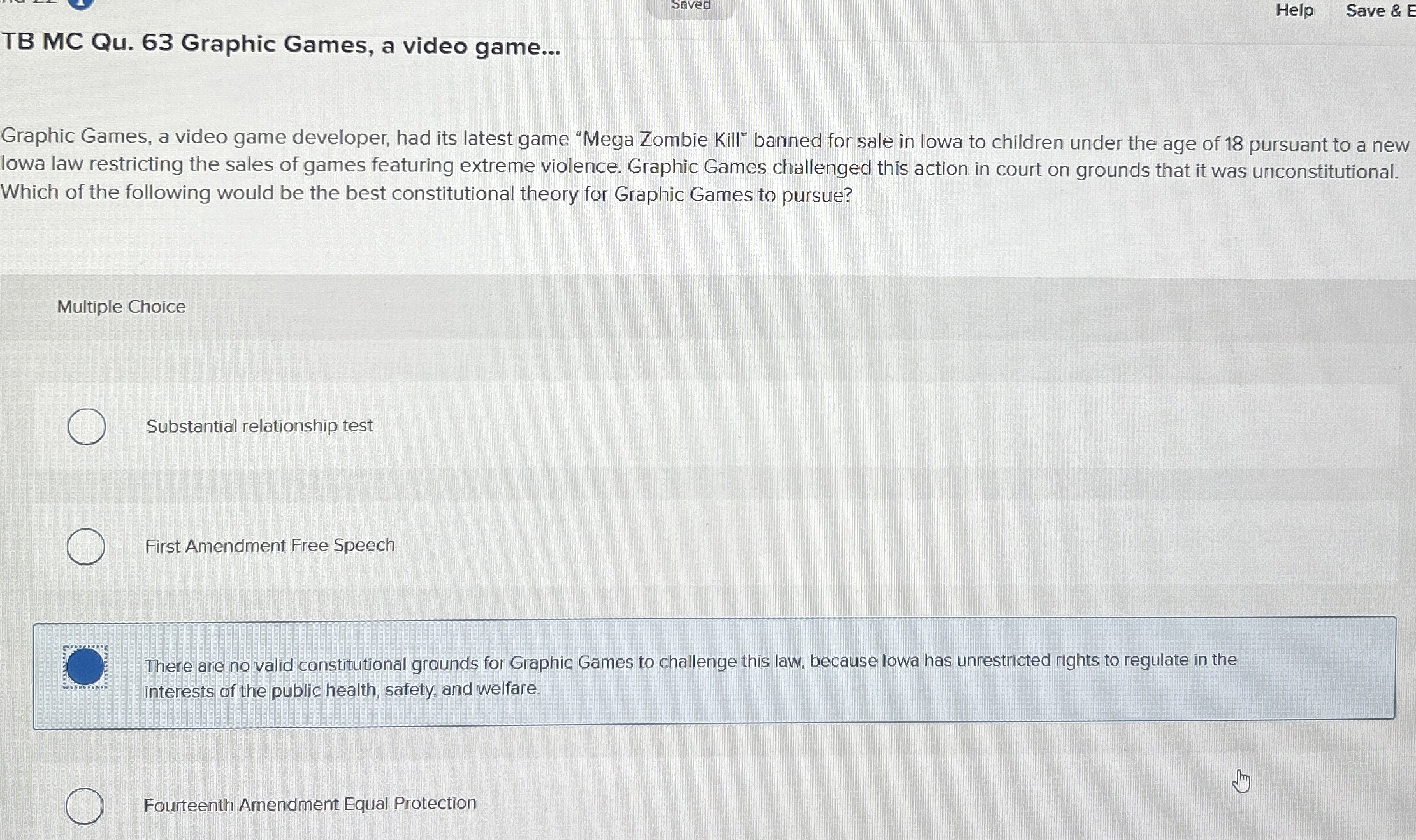  Saved Help Save & TB MC Qu.63 Graphic Games, a video