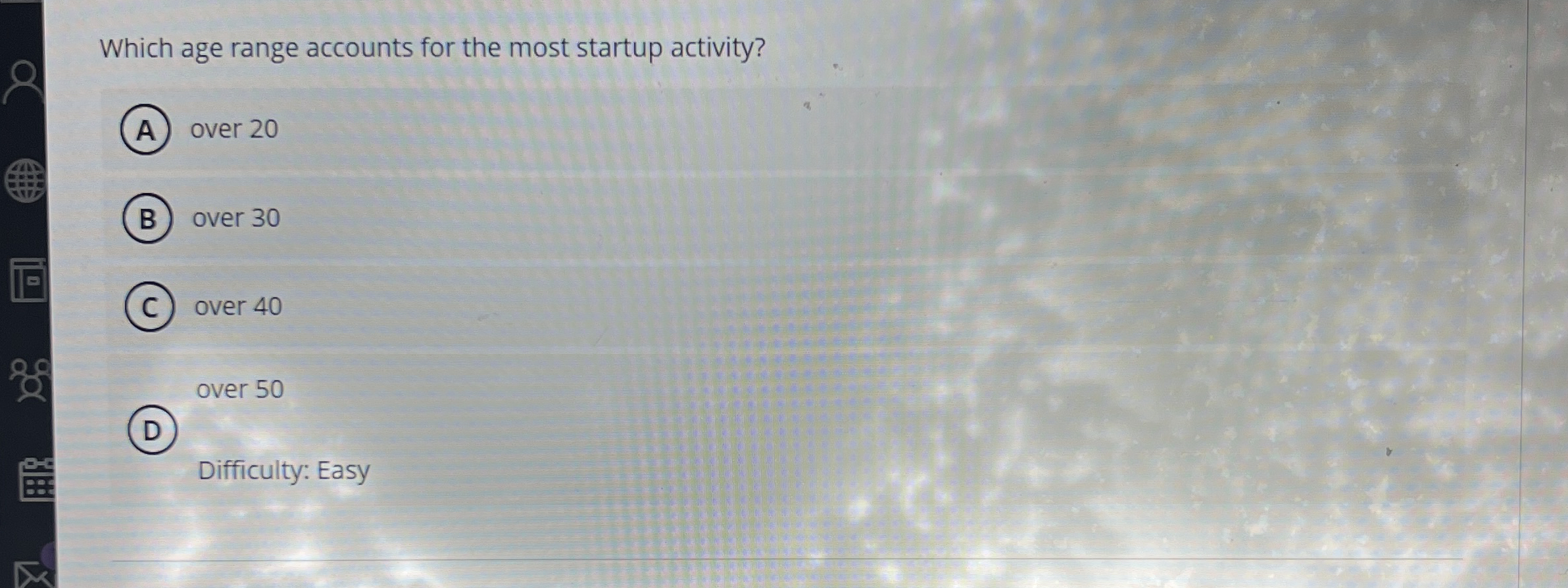  Which age range accounts for the most startup activity? over 20