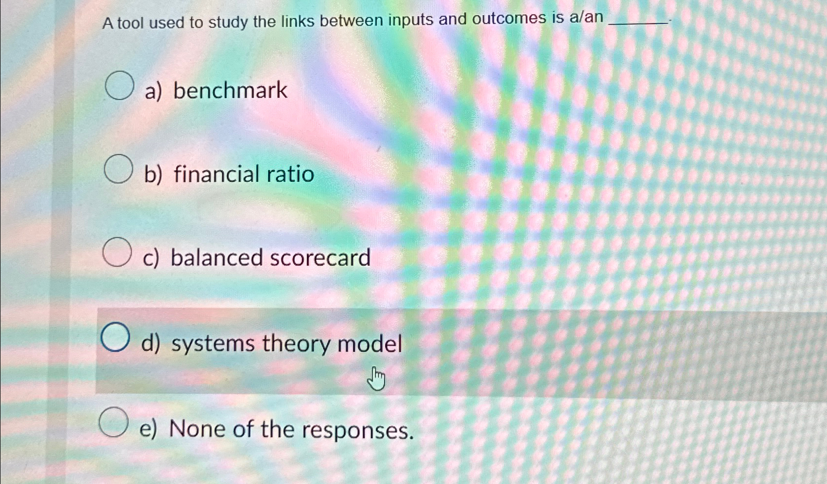 A tool used to study the links between inputs and outcomes