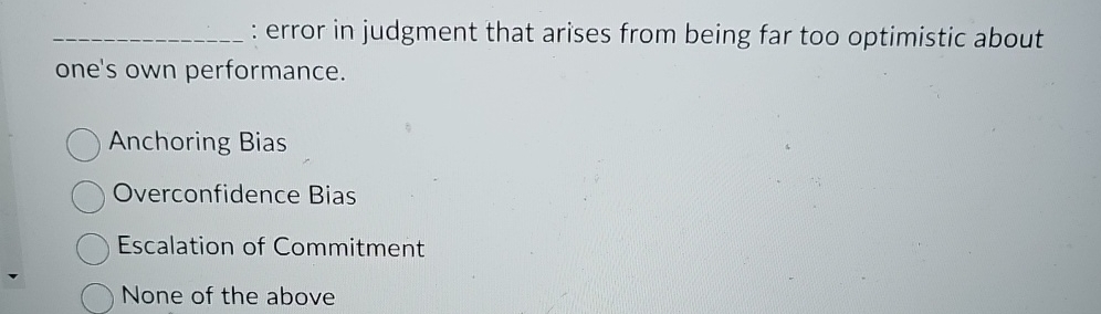  q, error in judgment that arises from being far too optimistic