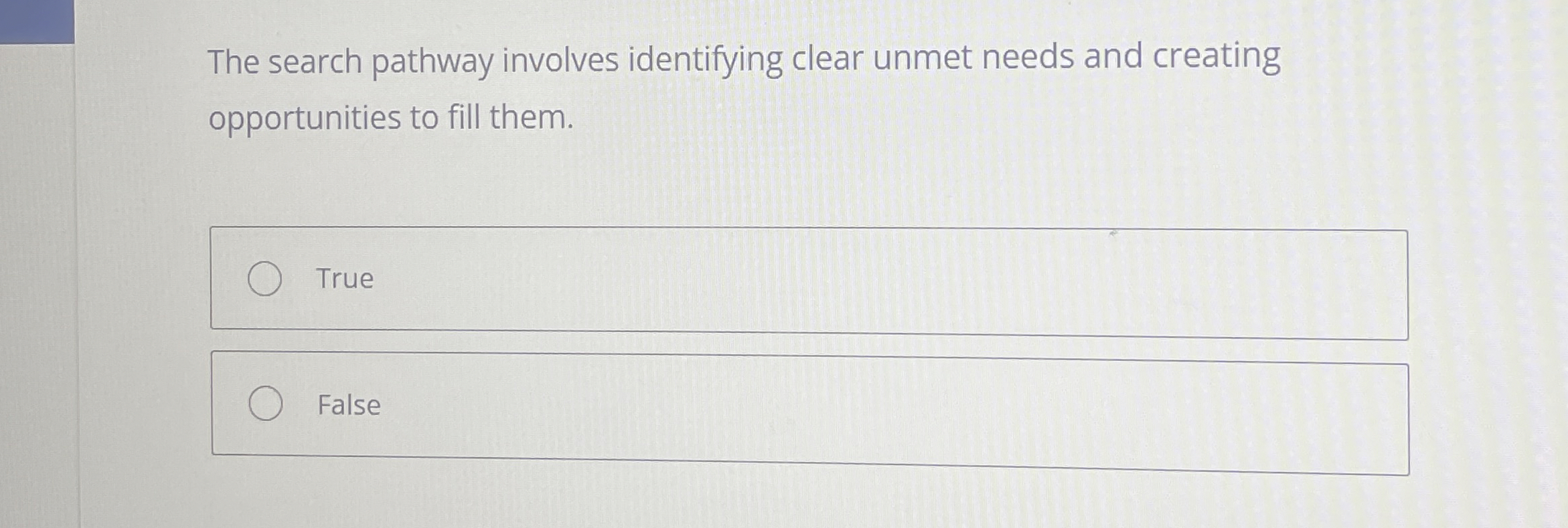  The search pathway involves identifying clear unmet needs and creating opportunities