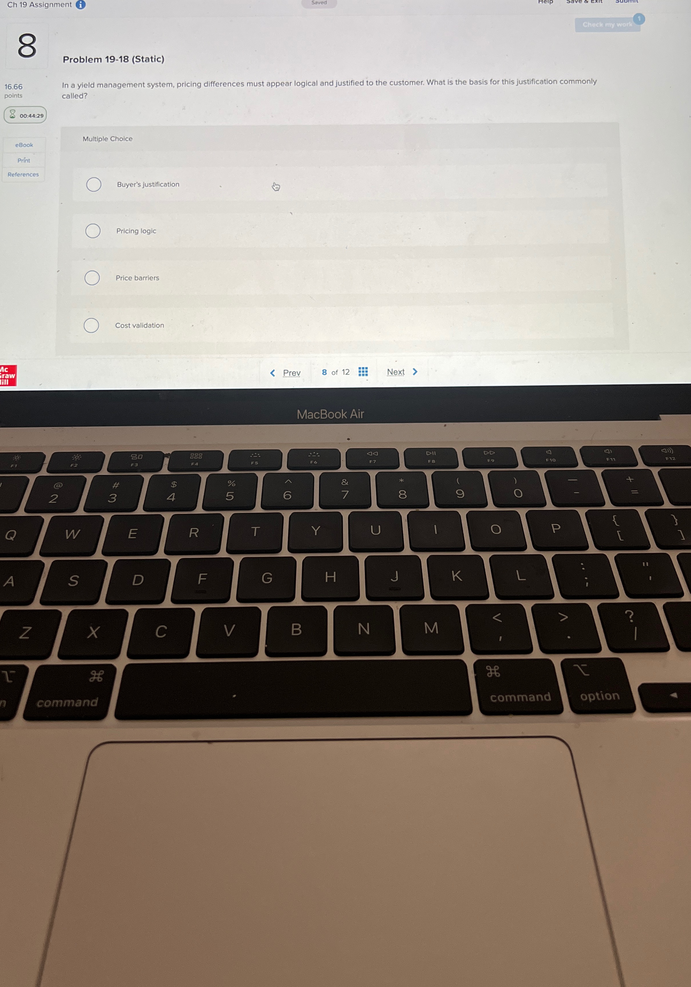 Ch 19 Assignment check my work 16.66 points Problem 19-18(Static) 00:44:29