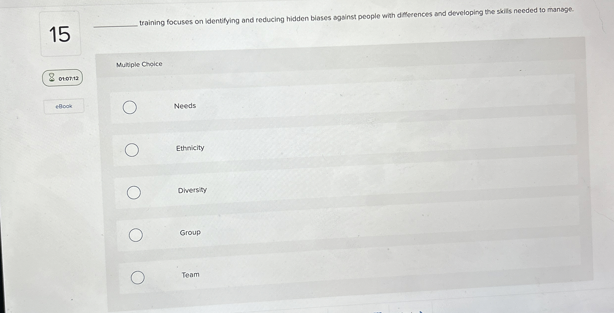  15 q, training focuses on identifying and reducing hidden biases against