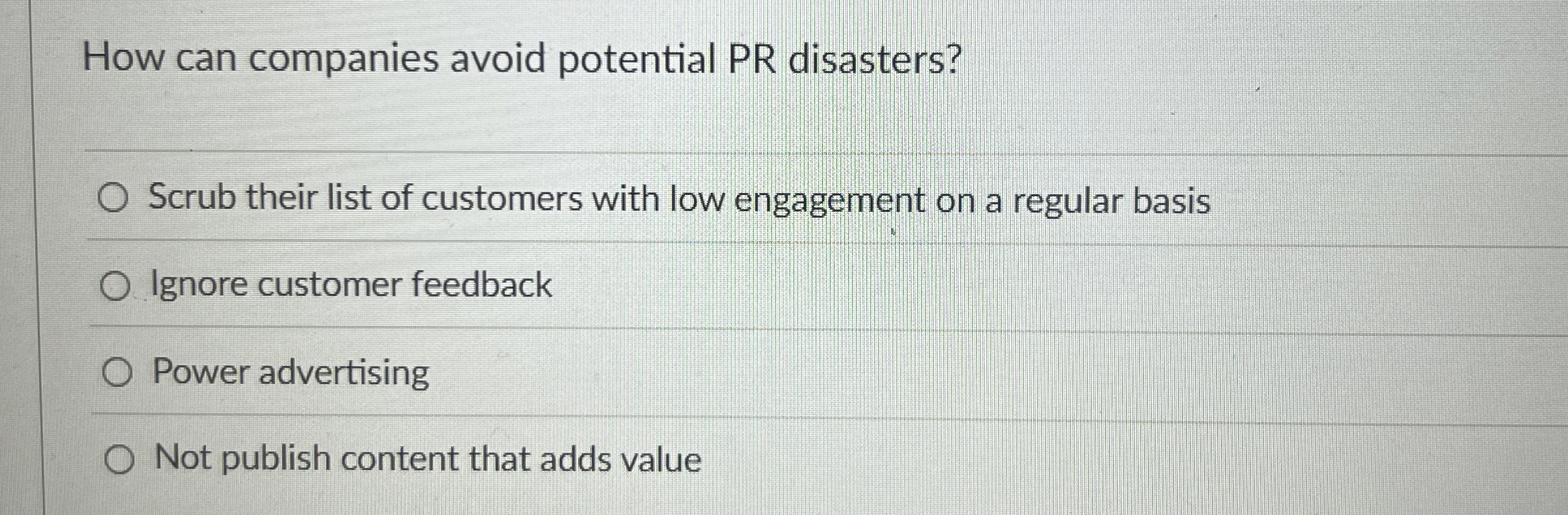  How can companies avoid potential PR disasters? Scrub their list of