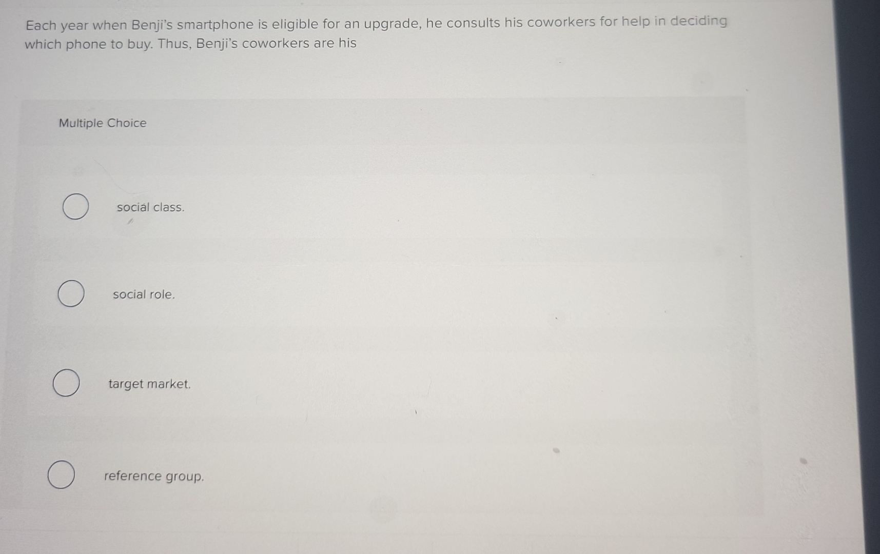  Each year when Benji's smartphone is eligible for an upgrade, he