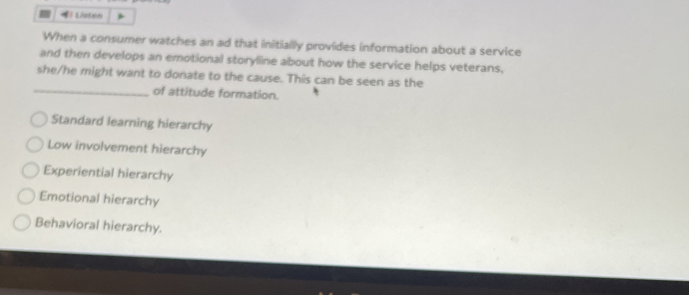  thisten When a consumer watches an ad that initially provides information