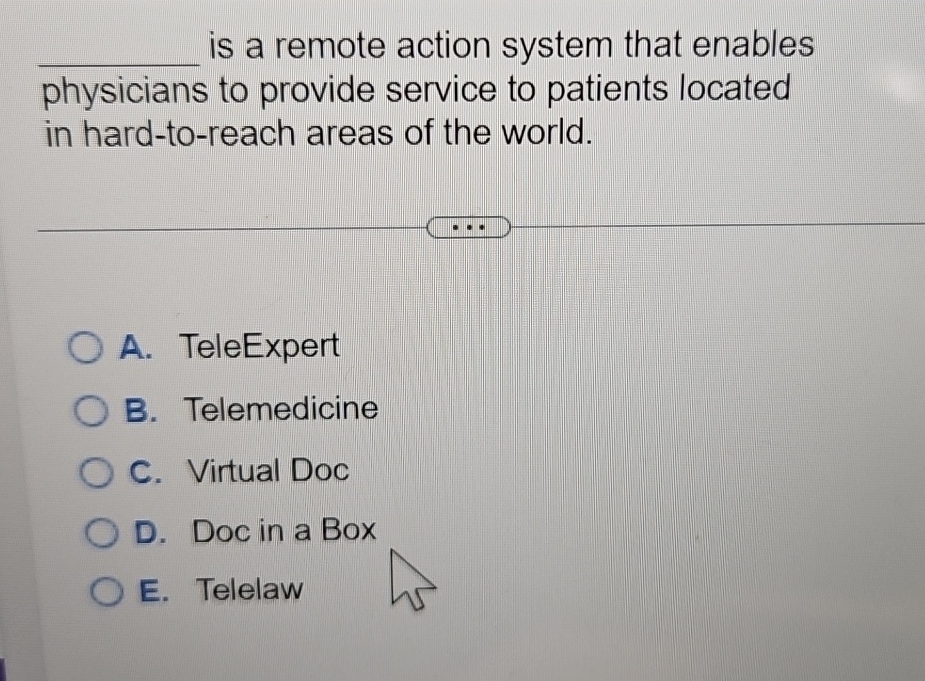  q, is a remote action system that enables physicians to provide