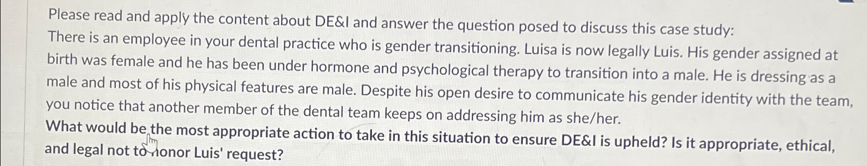  Please read and apply the content about DE&I and answer the