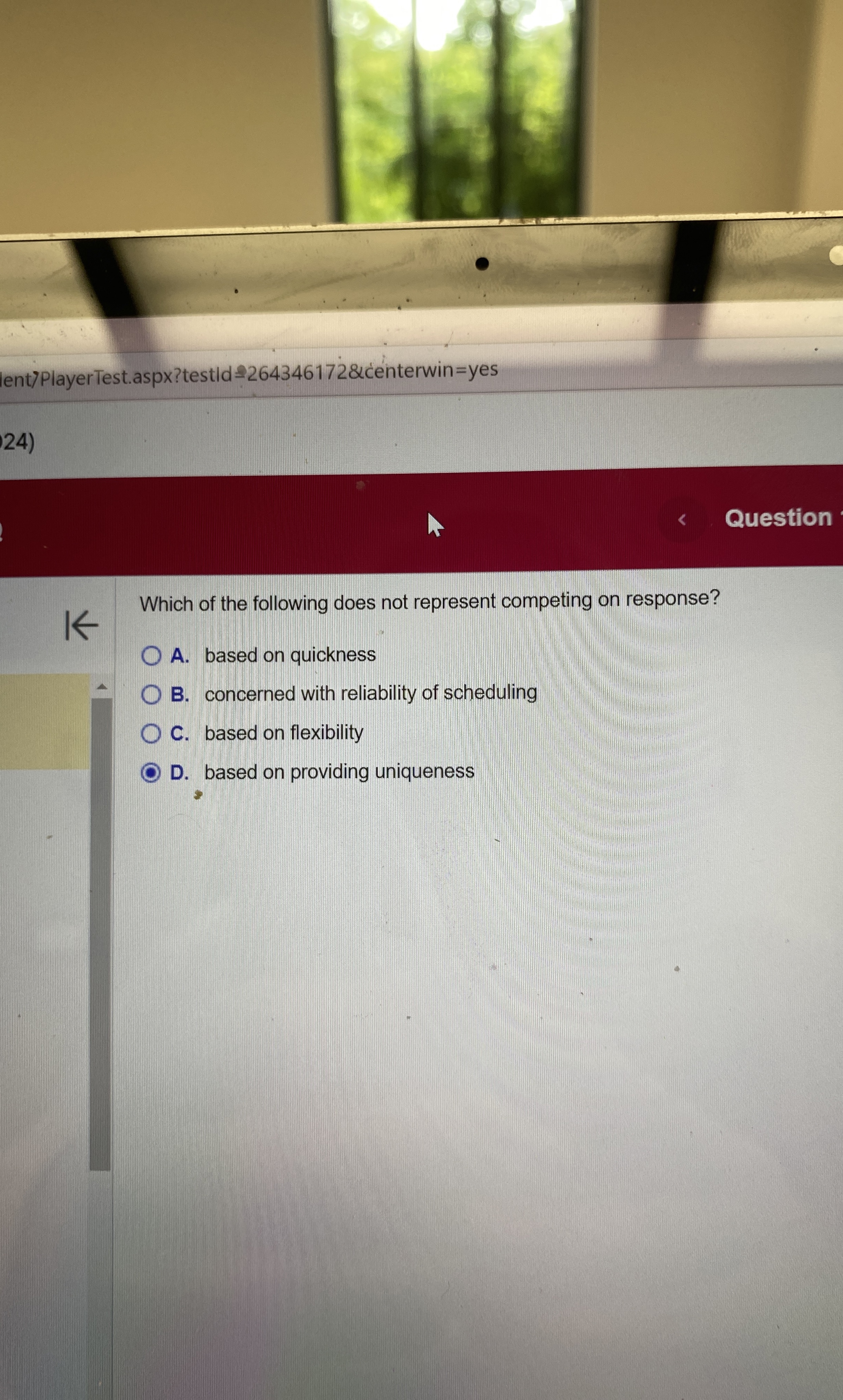  lent>PlayerTest.aspx?testld =264346172& centerwin = yes Question Which of the following does