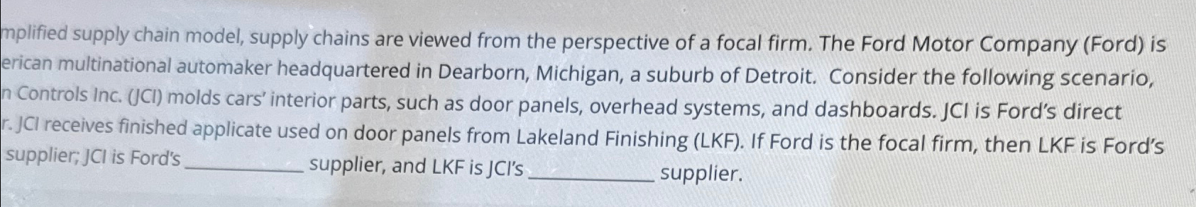  mplified supply chain model, supply chains are viewed from the perspective