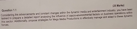  (25 Marks) Question 1.1 Considering the advancements and constant changes within