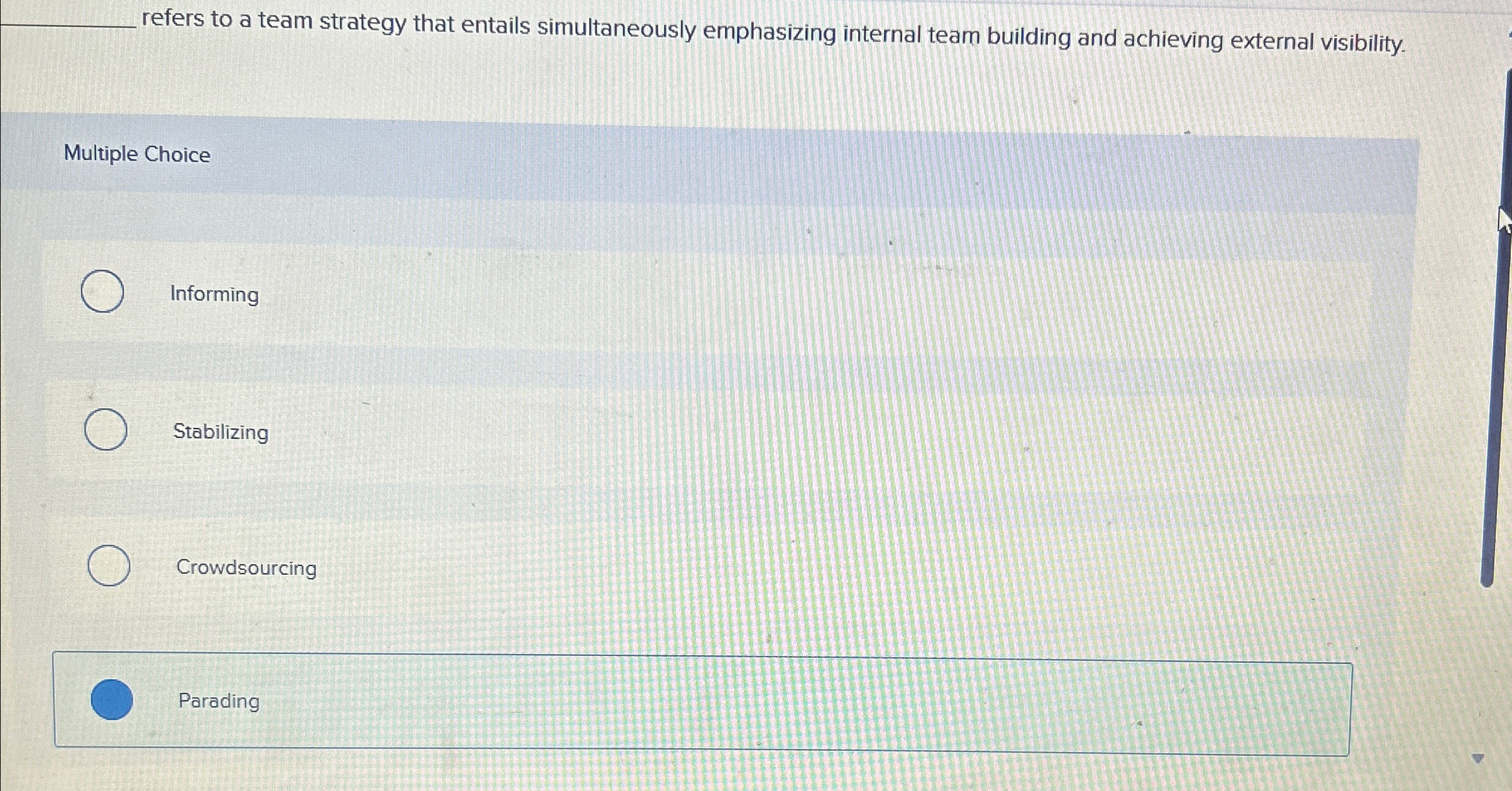  refers to a team strategy that entails simultaneously emphasizing internal team