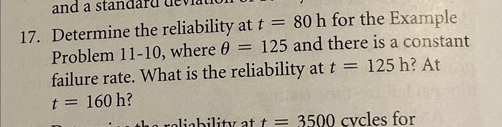  Determine the reliability at t=80h for the Example Problem 11-10, where