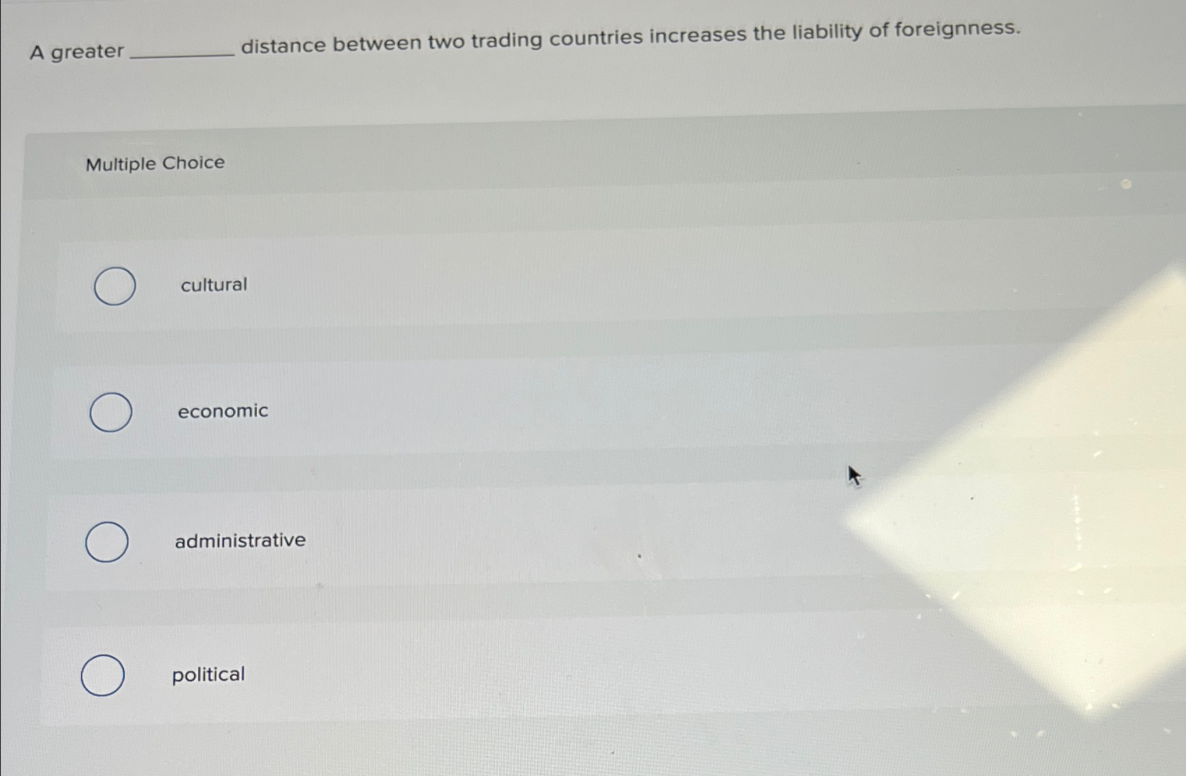  A greater distance between two trading countries increases the liability of