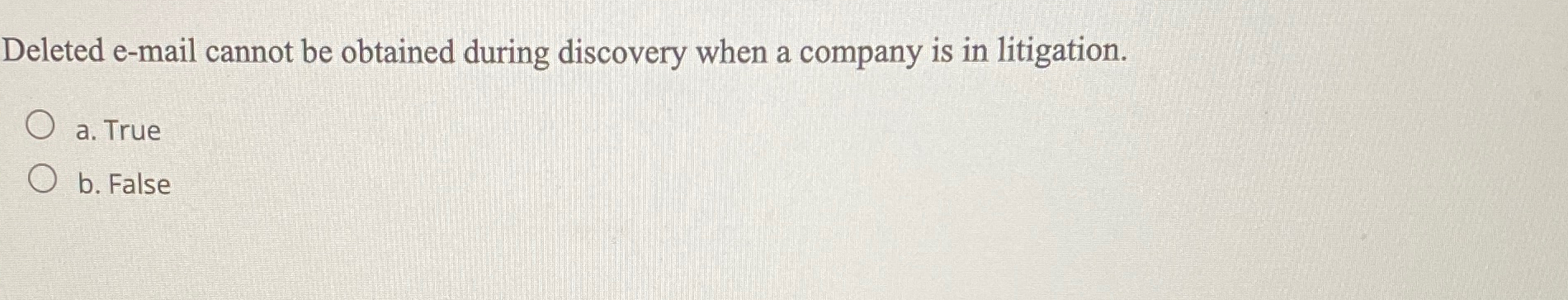  Deleted e-mail cannot be obtained during discovery when a company is