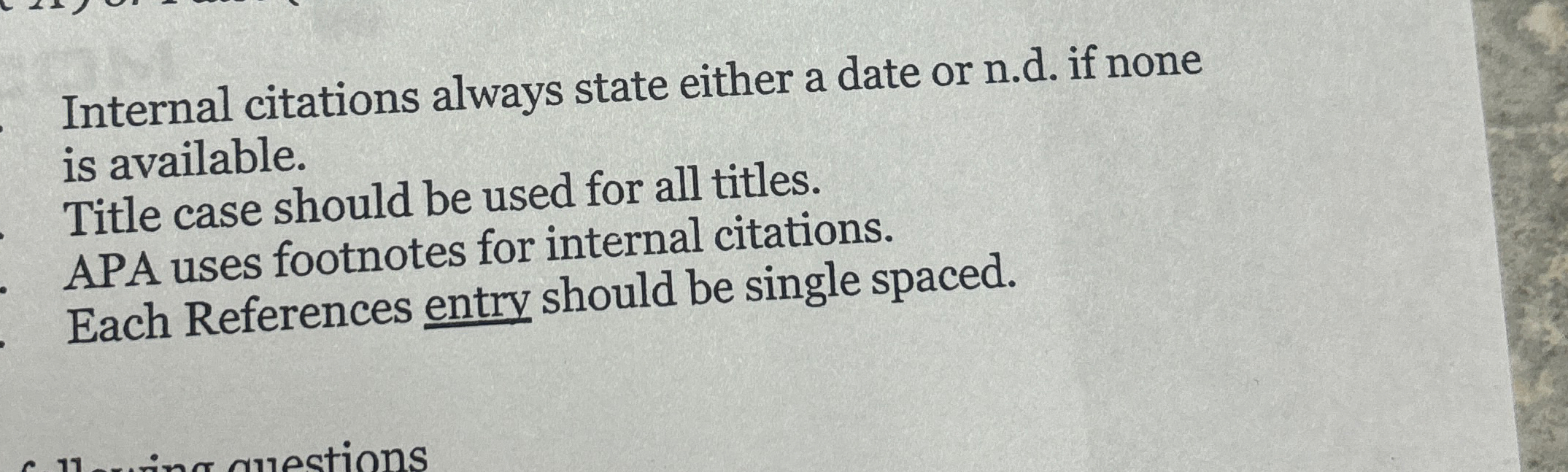  True or False Internal citations always state either a date or